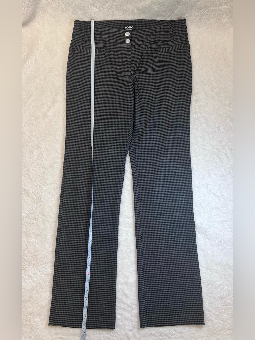 Soho Black Micro-Pattern Dress Pants